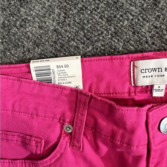 NWT Crown & Ivy Shorts Size 8 Hot Pink Woman’s Mid Rise $54.50 - Picture 7 of 9
